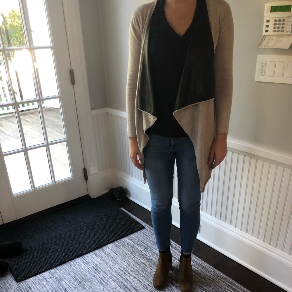 Light taupe with black pleather sweater from Zara